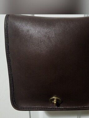 Vintage Coach Compact Pouch -Dark Brown Leather Crossbody Bag